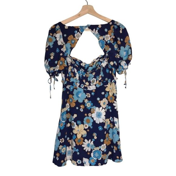 For Love & Lemons Magnolia Navy Floral Mini Dress  Size X-Small - Picture 4 of 11